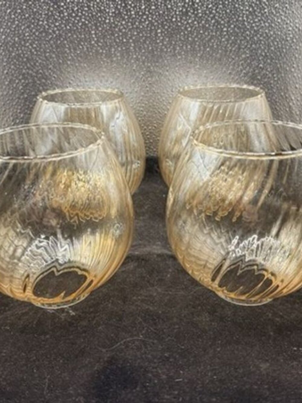 Amber Glass 4x Lamp Shades Vintage Swirl Brandy Glass Shape Replacement